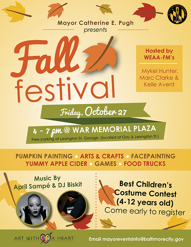 Fall Festival - Friday Oct 27 at the War Memorial Plaza 4pm - 7pm