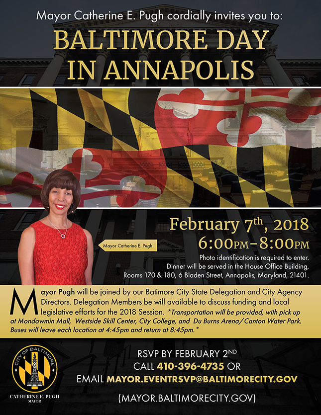 Baltimore Day in Annapolis, 02/08/18 6-8PM House Office Building, Annapolis