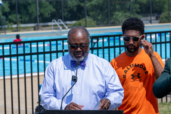 Mayor Brandon M. Scott at the pool